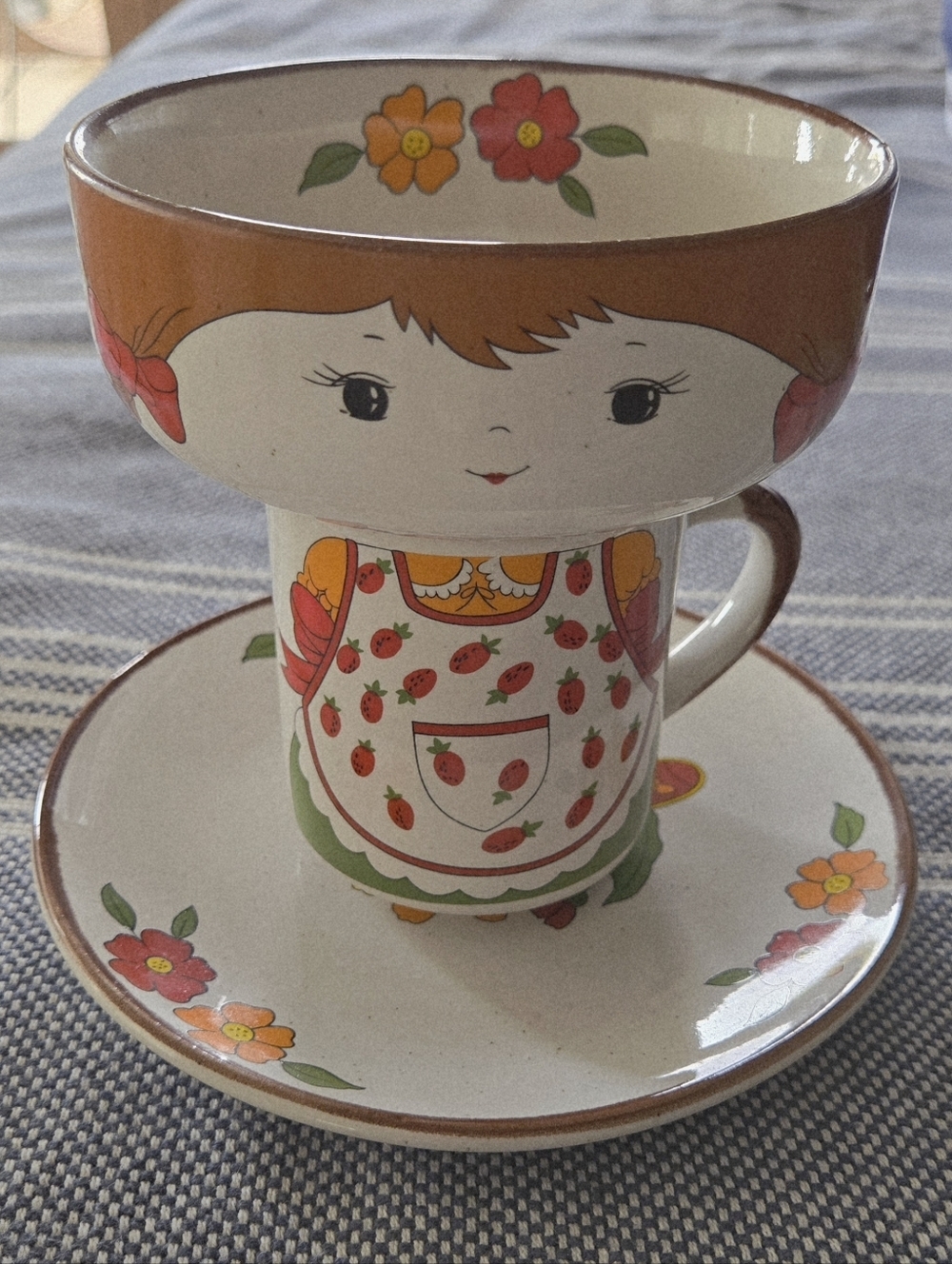 Vintage Interpur Children Girl Dish Set Plate Bowl Reminisce 70s 80s Nostalgia - Picture 2 of 16